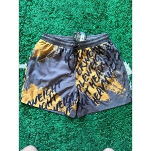 UFC Octagon Mens Athletic Shorts Gray Yellow Graphic Print Size Small NWT